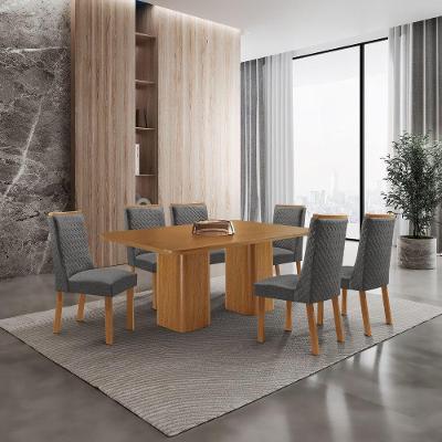 Mesa de Jantar Eloise 6 Lugares Retangular MDF 180CM Grafite e Naturalle Moderna