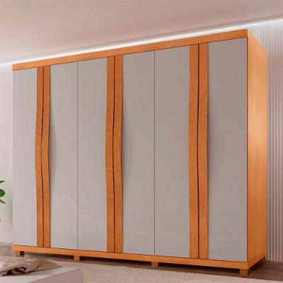Guarda Roupa Casal Rommeo 100 Mdf 6 Portas Moderna Mobília Naturalle/off White