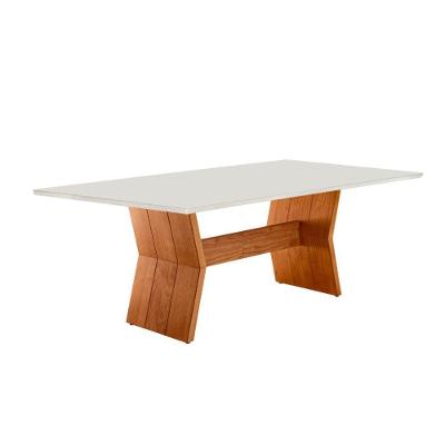 Mesa para Sala de Jantar Portugal Tampo Canto Vidro Cinamomo Imbuia Laq Off Serig Off Moderna
