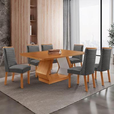 Mesa de Jantar Alvorada 6 Lugares Retangular MDF Grafite Moderna 180CM