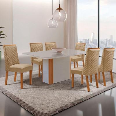Mesa de Jantar Isadora 6 Lugares Retangular MDF com Vidro 180CM Moderna