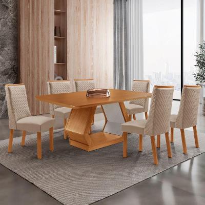 Mesa de Jantar Alvorada 6 Lugares Retangular MDF 180CM Creme Moderna