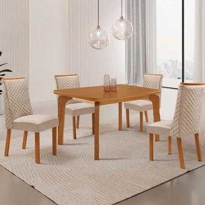 Mesa de Jantar Liz 4 Lugares Retangular MDF Laminado 120CM Creme Moderna