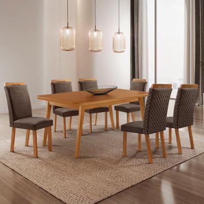 Mesa de Jantar Copper 6 Lugares Retangular MDF 180CM Marrom e Naturalle Moderna