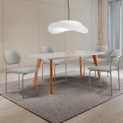Conjunto Sala de Jantar Mesa Malta 4 Lugares Vidro com Cadeiras Marchezine Marrom 120CM Moderna