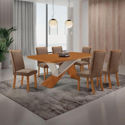 Mesa de Jantar Yasmin 6 Lugares Retangular MDF 180CM Off White Moderna