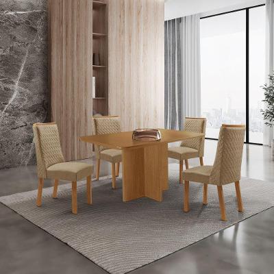 Mesa de Jantar Olimpia 4 Lugares Retangular MDF com Cadeiras Carolina Moderna 120CM