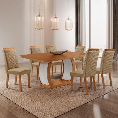 Mesa de Jantar Milena 6 Lugares Retangular MDF Laminado 180CM Off White Moderna