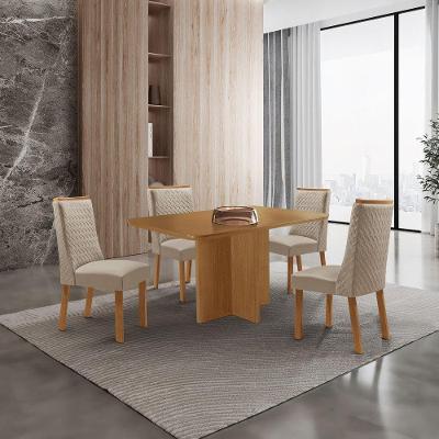 Mesa de Jantar Olimpia 4 Lugares Retangular MDF 120CM Creme Moderna