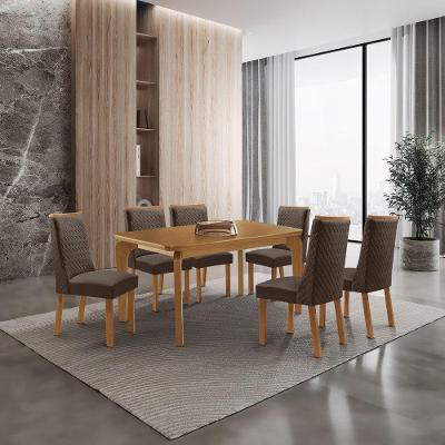 Mesa de Jantar Liz 6 Lugares Retangular MDF 180CM Marrom Moderna