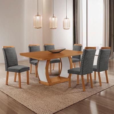 Mesa de Jantar Milena 6 Lugares Retangular MDF 180CM Grafite e Off White Moderna