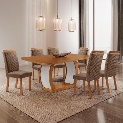 Mesa de Jantar Milena 6 Lugares Retangular MDF 180CM Off White com Cadeiras Aline Moderna