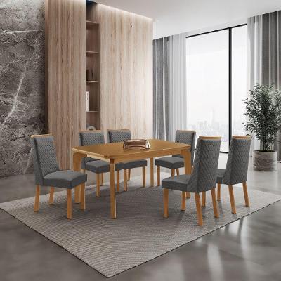Mesa de Jantar Liz 6 Lugares Retangular MDF 180CM Grafite e Naturalle Moderna