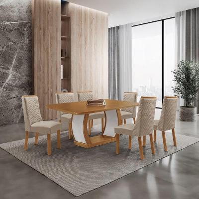 Mesa de Jantar Milena 6 Lugares Retangular MDF 180CM Creme Moderna