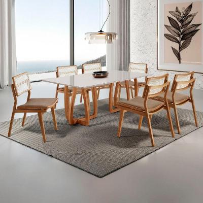 Conjunto de Jantar Flora 6 Lugares Tampo MDF com Vidro Cadeiras Eva Premium Mobilare