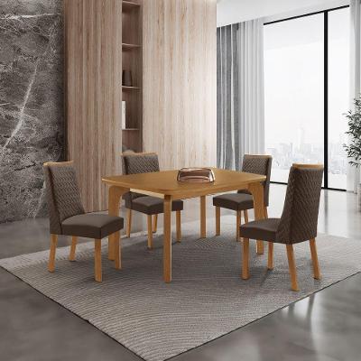 Mesa de Jantar Liz 4 Lugares Retangular MDF Marrom e Natural Moderna 120CM
