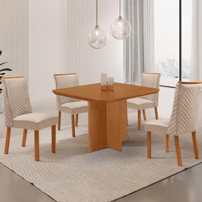 Mesa de Jantar Olimpia 4 Lugares Quadrada MDF Laminado 90CM Amadeirado Moderna 90CM
