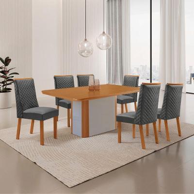 Mesa de Jantar Isadora 6 Lugares Retangular MDF 180CM Grafite Moderna