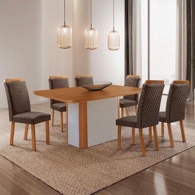 Mesa de Jantar Isadora 6 Lugares Retangular MDF Marrom e Off White Moderna 180CM