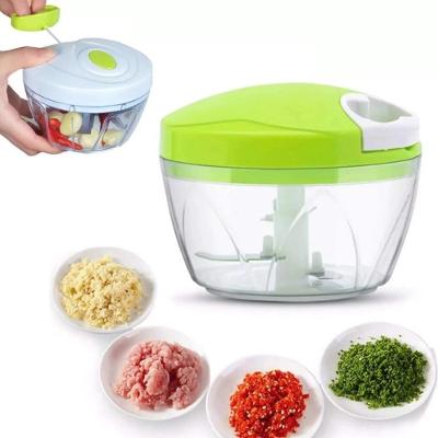 Mini Processador Manual de Alimentos Triturador 3 Lâminas Aço Inox Corda Retrátil Plástico Cozinha