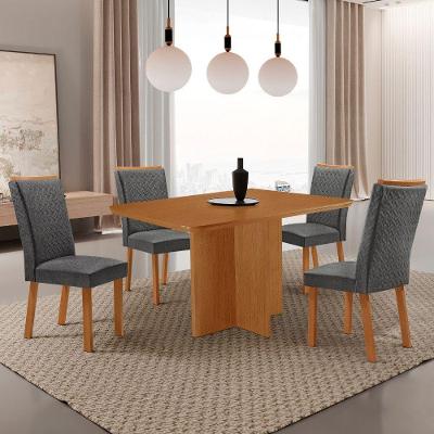Mesa de Jantar Olimpia 4 Lugares Retangular MDF Grafite e Naturalle Moderna 120CM