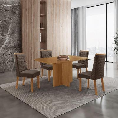 Mesa de Jantar Olimpia 4 Lugares Retangular MDF 120cm Marrom Moderna