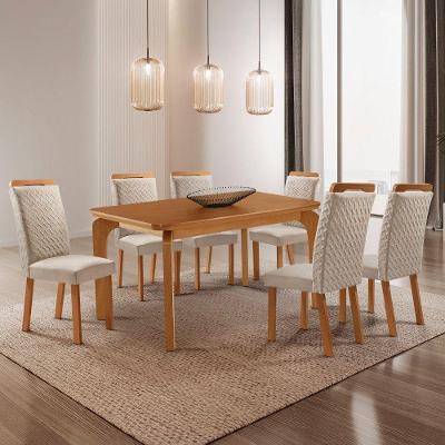 Mesa de Jantar Liz 6 Lugares Retangular MDF 180CM Creme Moderna