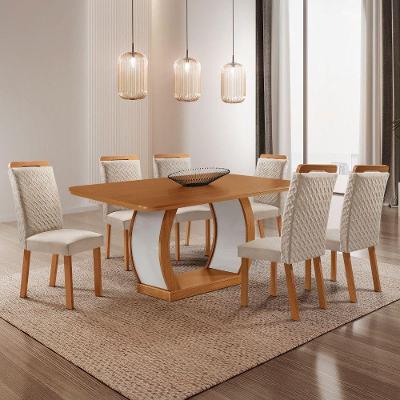 Mesa de Jantar Milena 6 Lugares Retangular MDF Laminado Off White Moderna