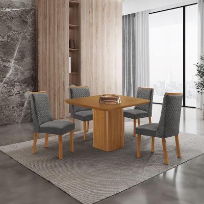 Mesa de Jantar Eloise 4 Lugares Quadrada MDF Grafite e Off White Moderna 90CM