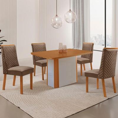 Mesa de Jantar Isadora 4 Lugares MDF Laminado 120CM Café Moderna