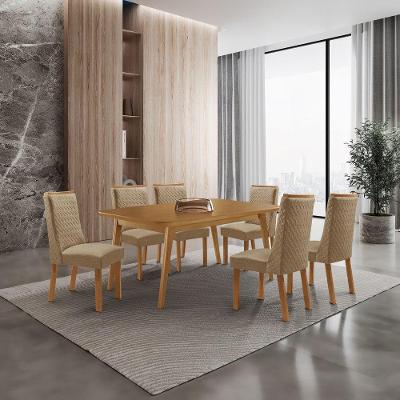 Mesa de Jantar Copper 6 Lugares Retangular MDF 180CM Café Moderna