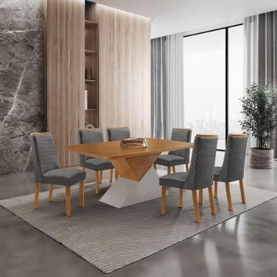 Mesa de Jantar Aster 6 Lugares Retangular MDF Grafite Moderna 180CM