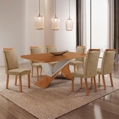Mesa de Jantar Yasmin 6 Lugares Retangular MDF 180CM Off White Moderna