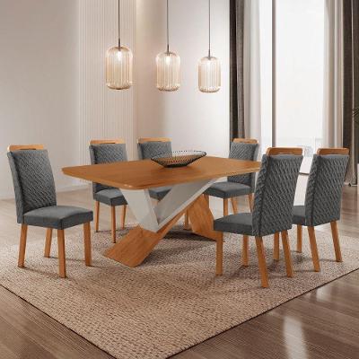 Mesa de Jantar Yasmin 6 Lugares Retangular MDF 180CM Grafite e Off White Moderna