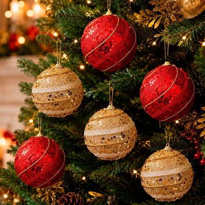 Bola Natal Vermelho Dourado Enfeite Decoracao Glitter Isopor 7cm Kit 18pcs