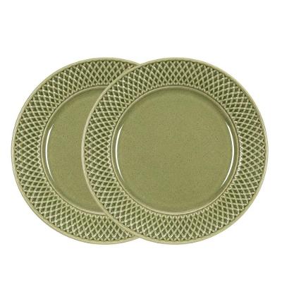 Jogo 2 Prato Raso Plus Cerâmica 29,5CM Verde Esmeralda Alleanza