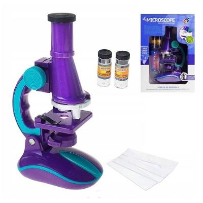 Microscopio Infantil Portatil Laboratorio Luz LED 100X 200X 450X Roxo Kangur
