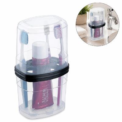 Yeet Porta Escova e Creme Dental com Tampa Encaixável Organizador Translúcido