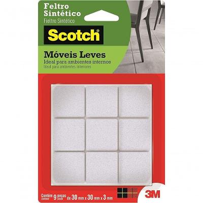 Protetor de Feltro Sintetico Auto-Adesivo 3M Brasil Scotch Quadrado Grande Branco