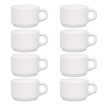 Jogo 8 Xícara de Café Essenza em Vidro Opalino para Hotel e Restaurante Branco Rojemac