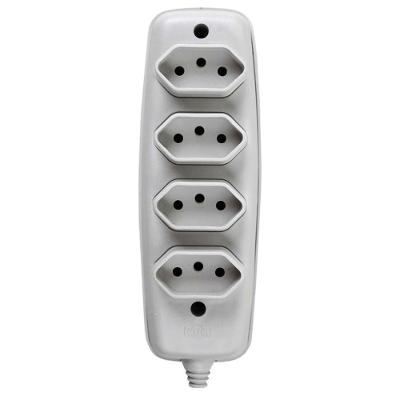 Tomada em Barra 2P+T Quadruplex 10A Cinza Ilumi Materiais Elétricos