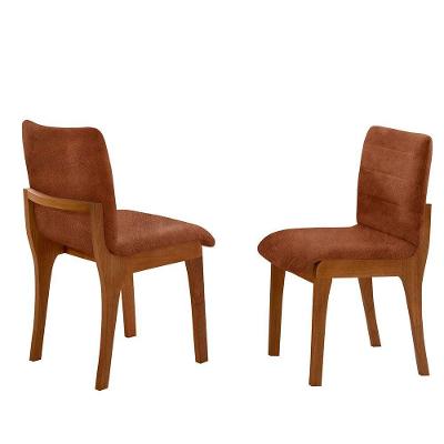 Conjunto com 2 Cadeiras Bella Madeira Maciça Tecido Imbuia Moderna