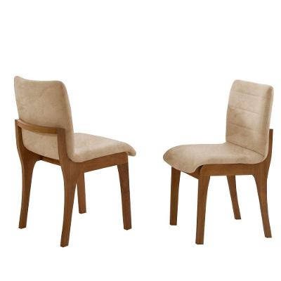 Conjunto com 2 Cadeiras Bella Madeira Maciça Estofado Imbuia Moderna
