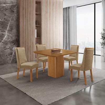 Mesa de Jantar Eloise 4 Lugares Quadrada MDF 90CM Off White Moderna