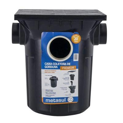 Metasul Caixa de Gordura Quadrada 450x430x100mm com Capacidade 20L e Inclui Sifão e Cesto