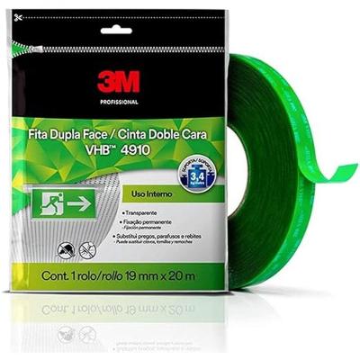 Fita Dupla Face Acrílica VHB R-4910 Fixação Forte Transparente 19mmx20m 3M Brasil