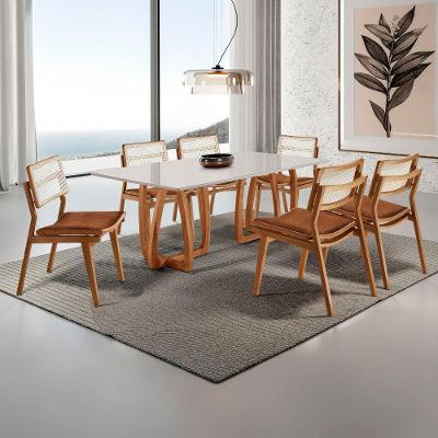 Conjunto de Jantar Flora Tampo em Vidro com 6 Cadeiras Eva Premium Imbuia Mobilare