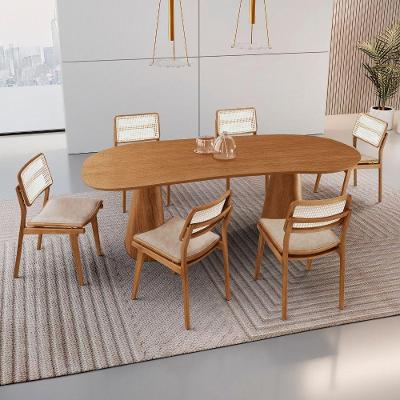 Conjunto de Jantar Noronha 6 Lugares Tampo MDF com Cadeiras Eva Premium Imbuia Mobilare