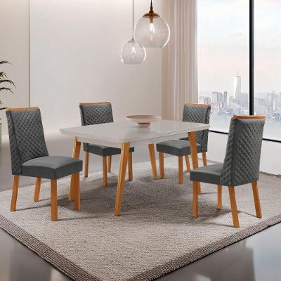 Conjunto de Jantar Copper com Cadeiras Yasmin 4 Lugares Tampo MDF Grafite 120CM Moderna