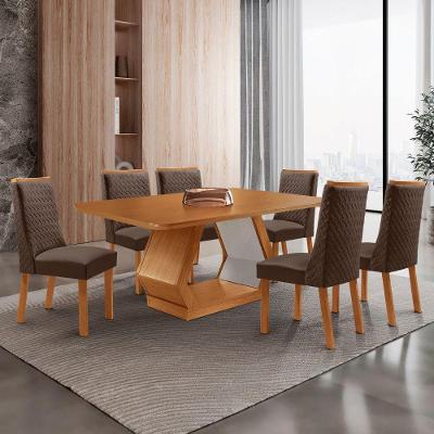 Mesa de Jantar Alvorada 6 Lugares Retangular MDF 180CM Marrom Moderna